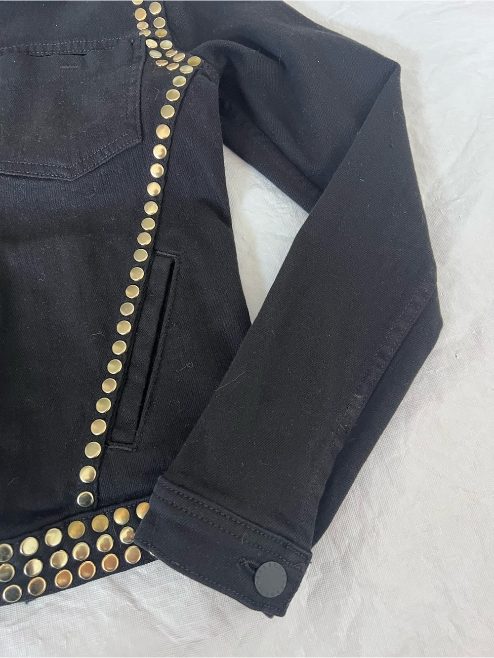 L'Agence Celine Studded Black Cropped Button Front Western Jacket Made USA Sz XS - Picture 6 of 14